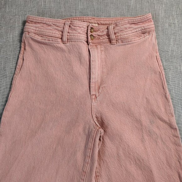 Faherty Harbor Jeans Womens Size 29 High Rise Wide Leg Ankle Rose Clay Pink - Picture 2 of 12